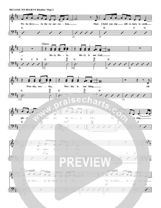Because We Believe Rhythm Chart (G3 Worship)