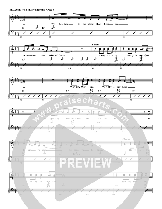 Because We Believe Rhythm Chart (G3 Worship)