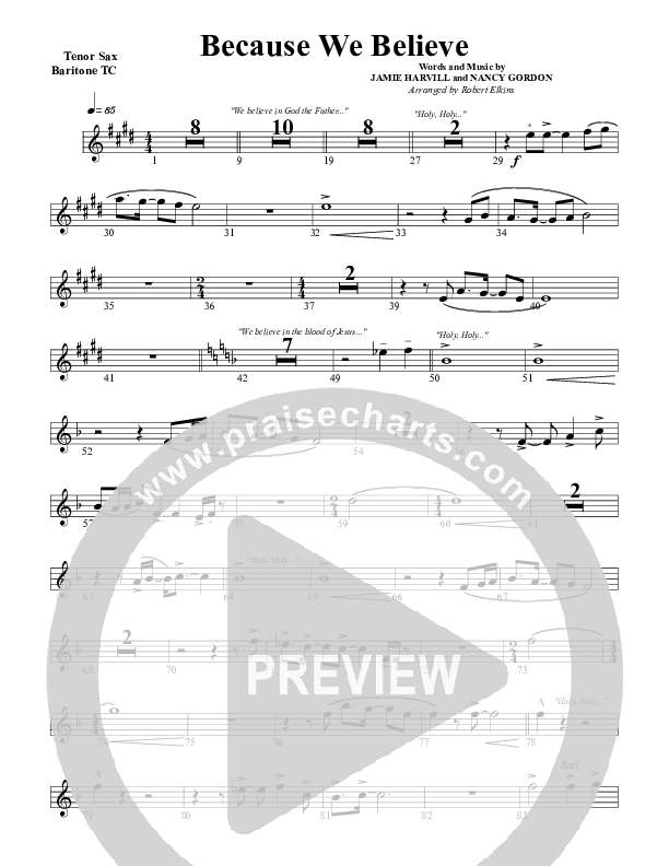 Because We Believe Tenor Sax 2 (G3 Worship)