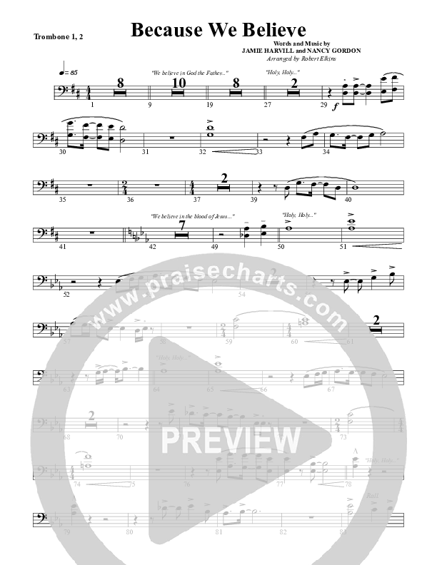 Because We Believe Trombone 1/2 (G3 Worship)