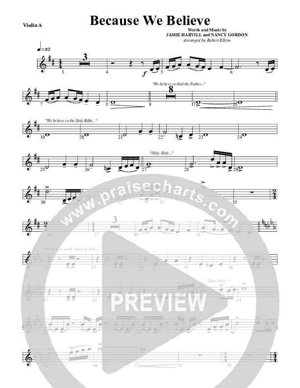 Because We Believe Violin 1 (G3 Worship)
