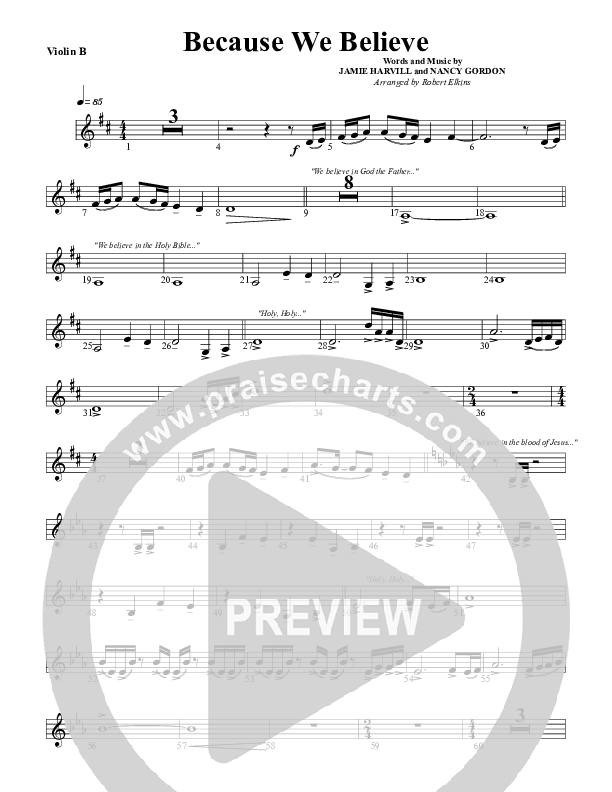 Because We Believe Violin 2 (G3 Worship)