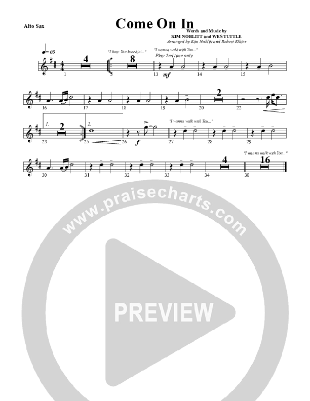 Come On In Alto Sax (G3 Worship)