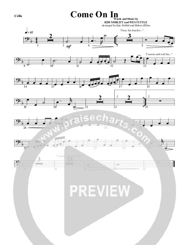 Come On In Cello (G3 Worship)