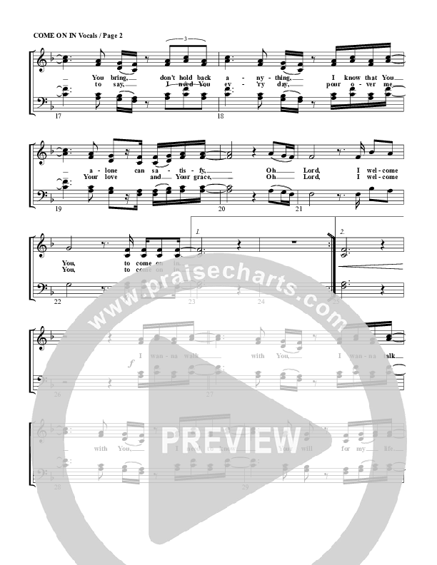 Come On In Choir Sheet (G3 Worship)