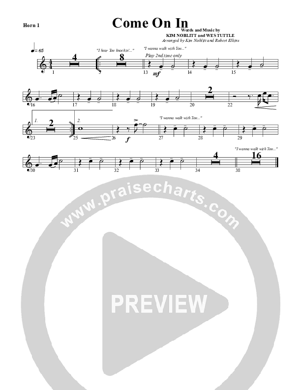 Come On In French Horn 1 (G3 Worship)