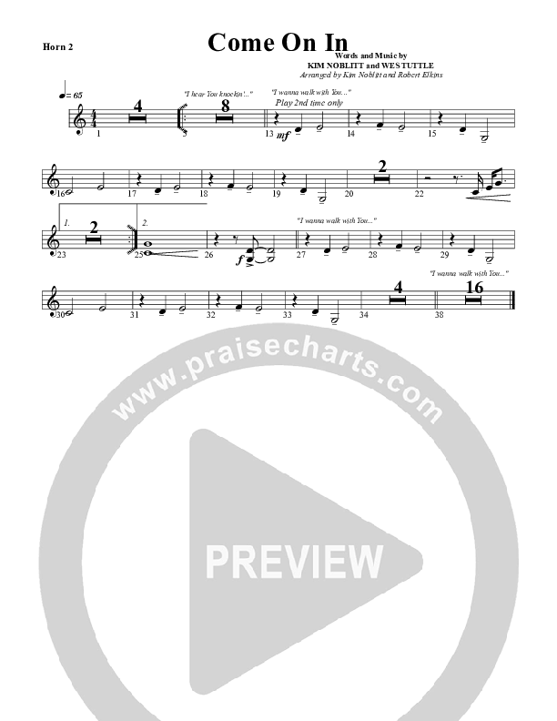 Come On In French Horn 2 (G3 Worship)