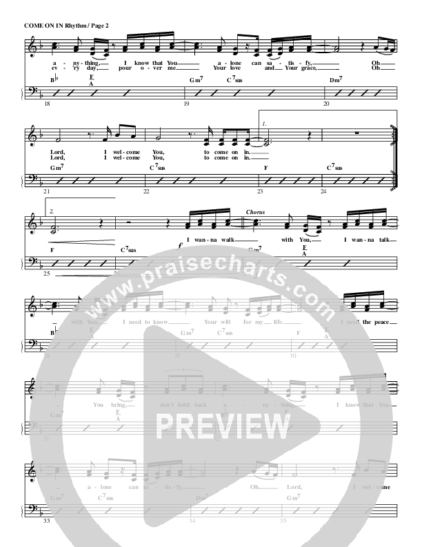 Come On In Rhythm Chart (G3 Worship)
