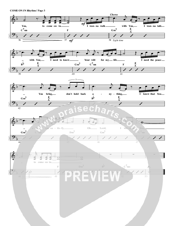 Come On In Rhythm Chart (G3 Worship)