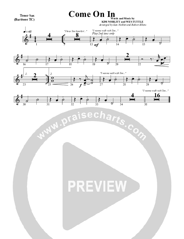 Come On In Tenor Sax 2 (G3 Worship)
