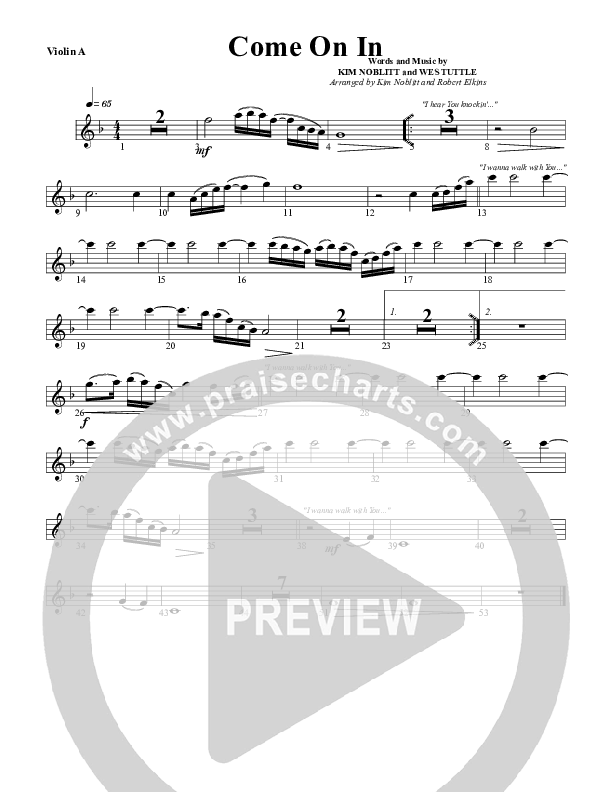 Come On In Violin 1 (G3 Worship)