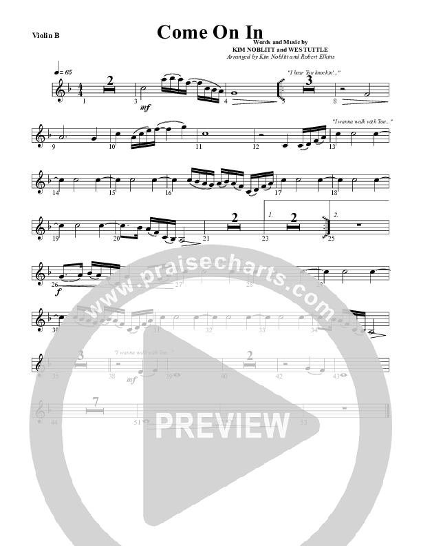 Come On In Violin 2 (G3 Worship)