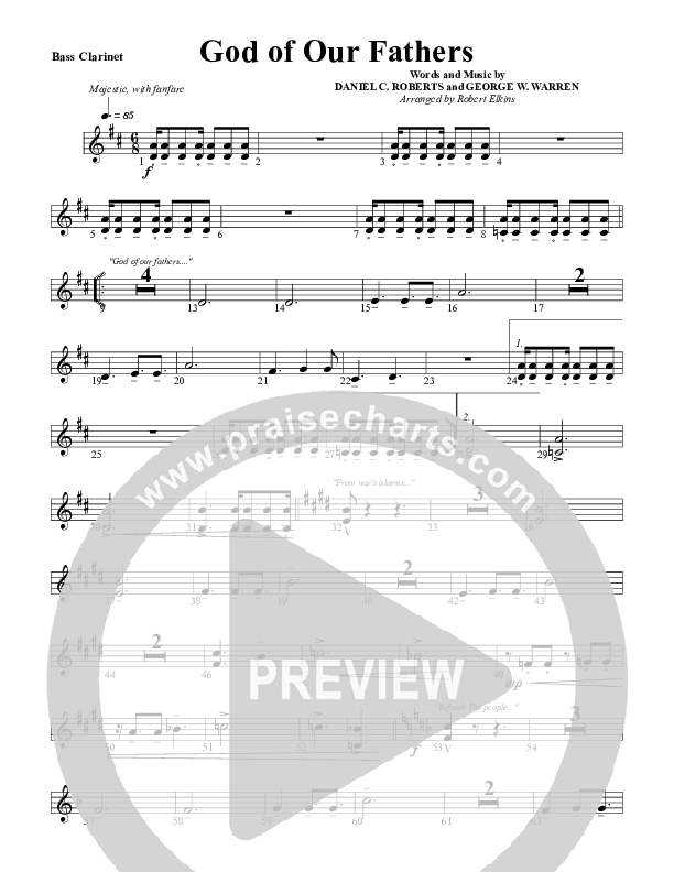 God Of Our Fathers Bass Clarinet (G3 Worship)