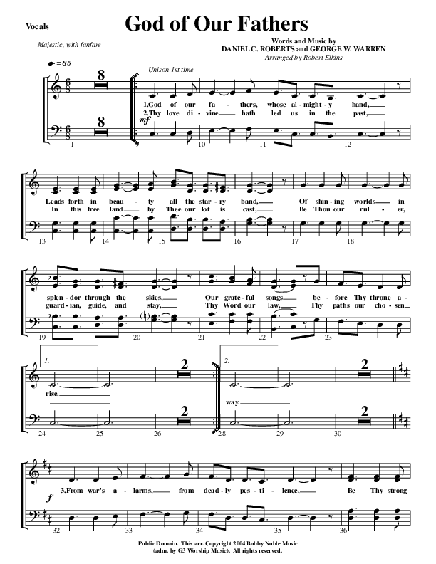God Of Our Fathers Choir Sheet (G3 Worship)