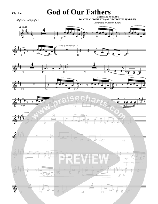 God Of Our Fathers Clarinet (G3 Worship)