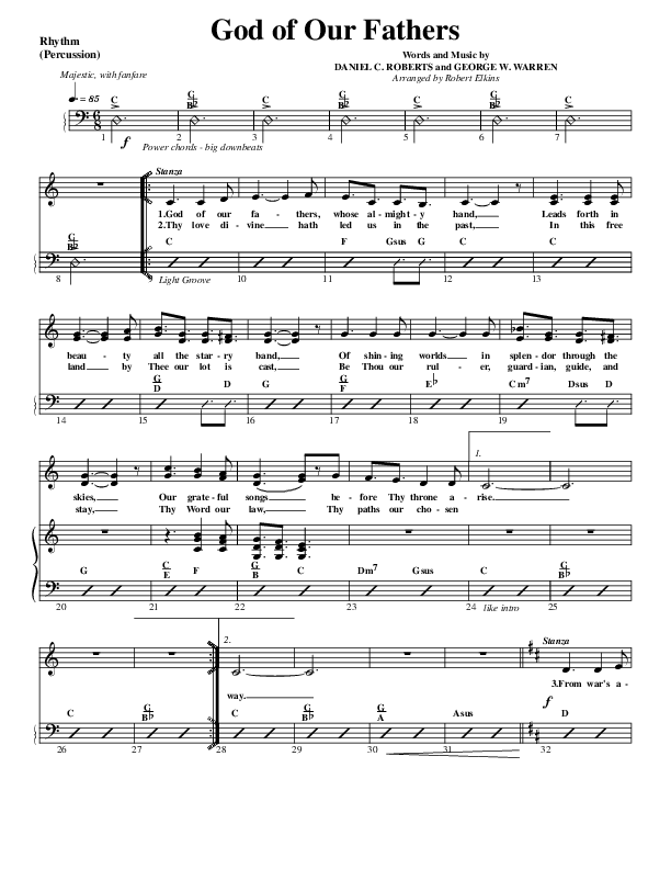 God Of Our Fathers Rhythm Chart (G3 Worship)