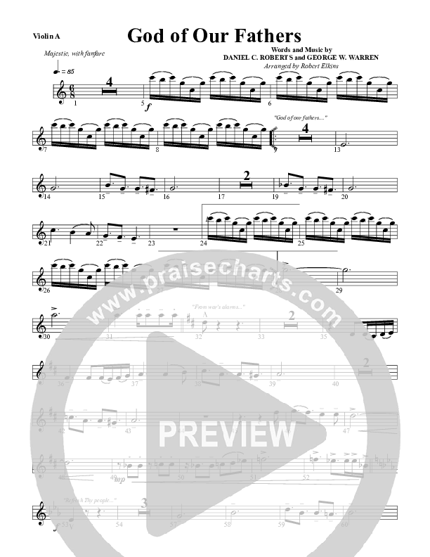 God Of Our Fathers Violin 1 (G3 Worship)