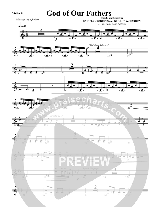 God Of Our Fathers Violin 2 (G3 Worship)