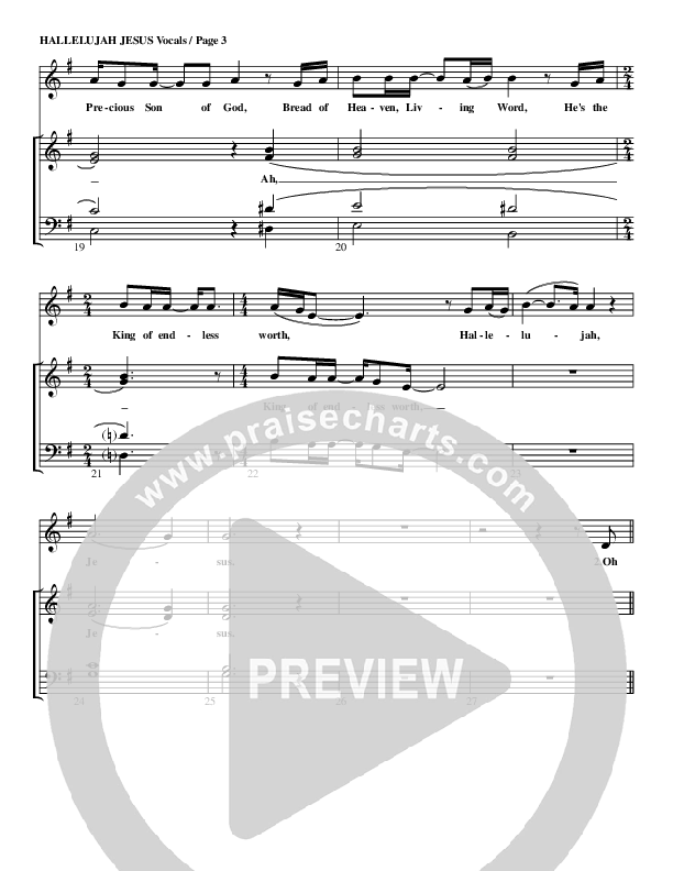 Hallelujah Jesus Choir Sheet (G3 Worship)