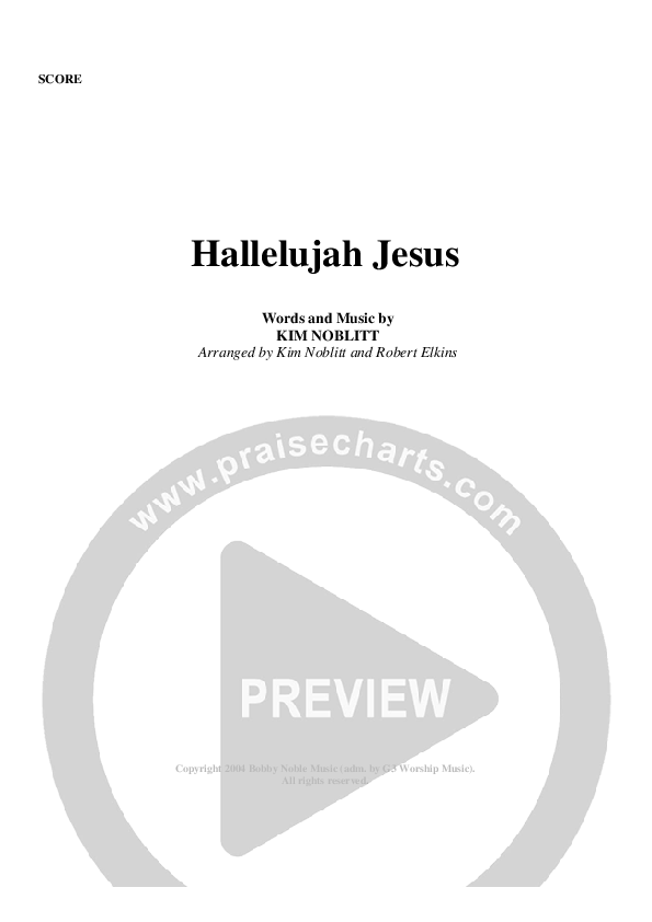 Hallelujah Jesus Cover Sheet (G3 Worship)