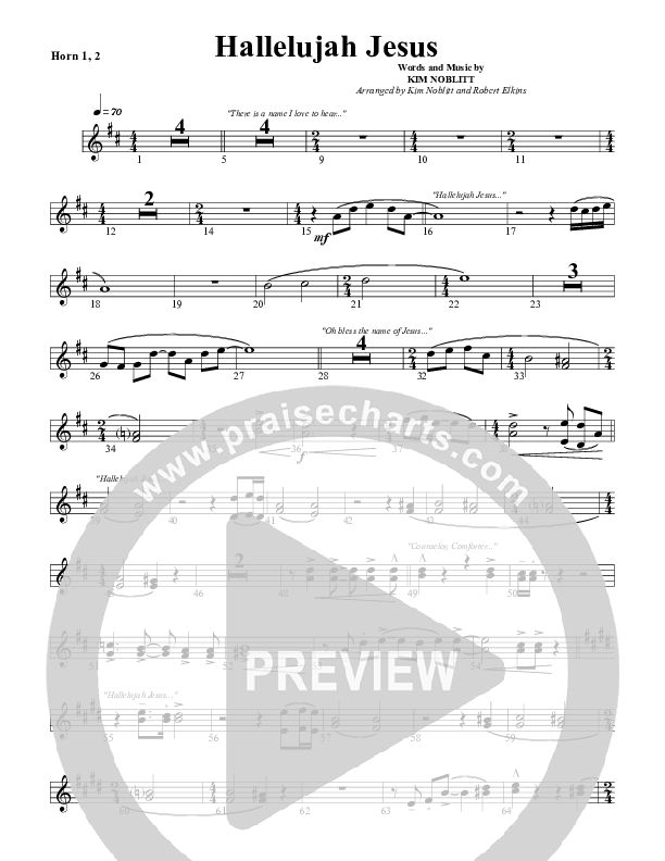 Hallelujah Jesus French Horn 1/2 (G3 Worship)