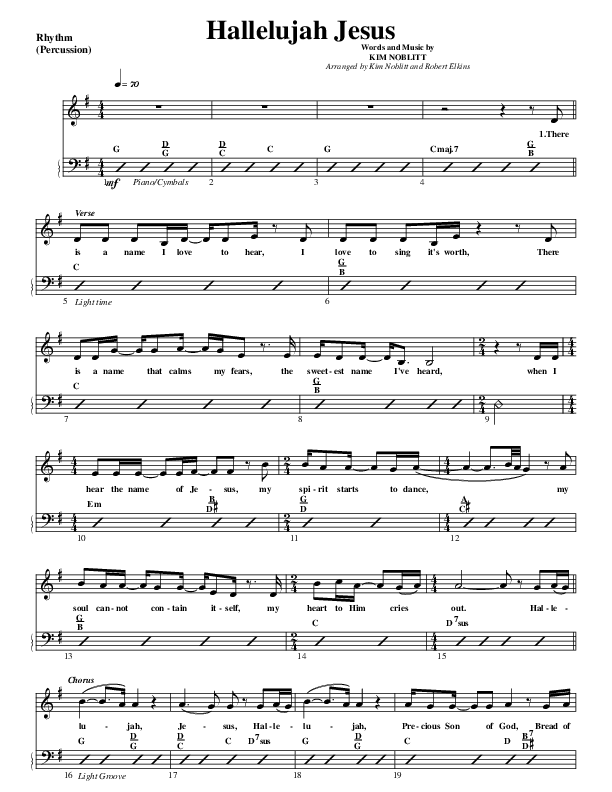 Hallelujah Jesus Rhythm Chart (G3 Worship)