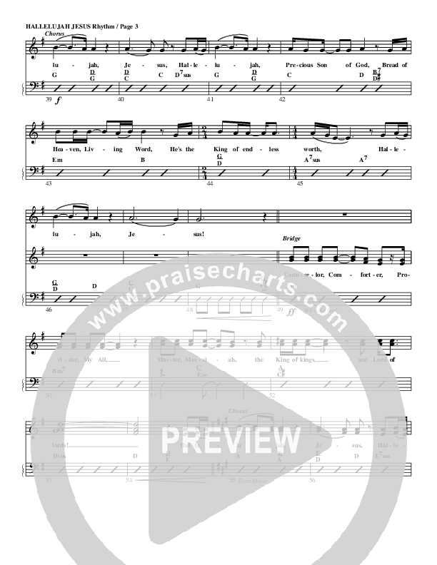 Hallelujah Jesus Rhythm Chart (G3 Worship)