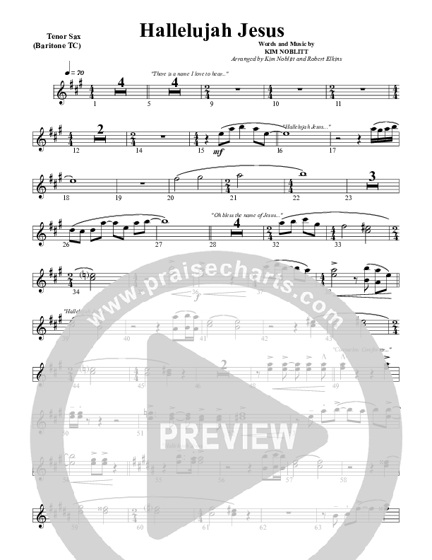 Hallelujah Jesus Tenor Sax/Baritone T.C. (G3 Worship)