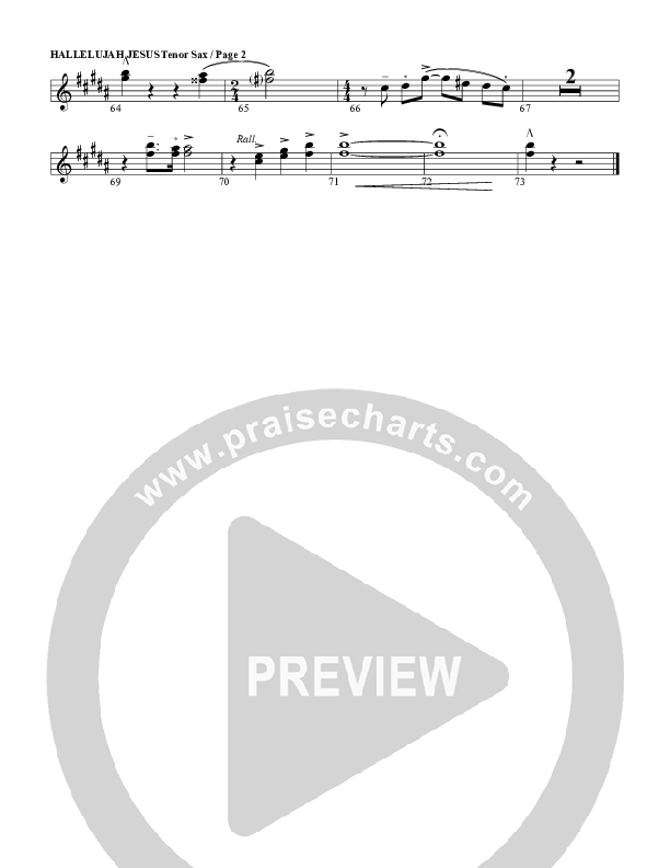 Hallelujah Jesus Tenor Sax/Baritone T.C. (G3 Worship)