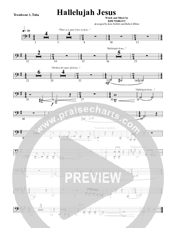 Hallelujah Jesus Trombone 3/Tuba (G3 Worship)