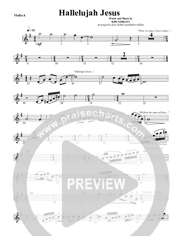 Hallelujah Jesus Violin 1 (G3 Worship)