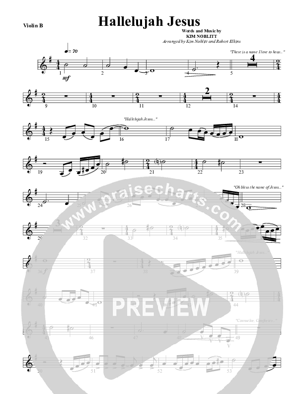 Hallelujah Jesus Violin 2 (G3 Worship)