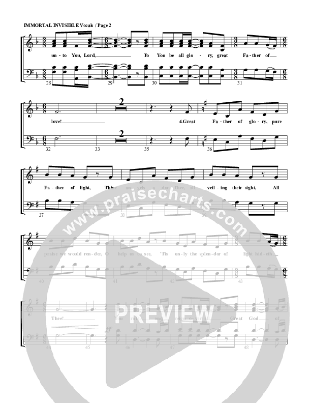 Immortal Invisible Choir Sheet (G3 Worship)