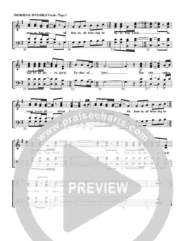 Immortal Invisible Choir Sheet (G3 Worship)