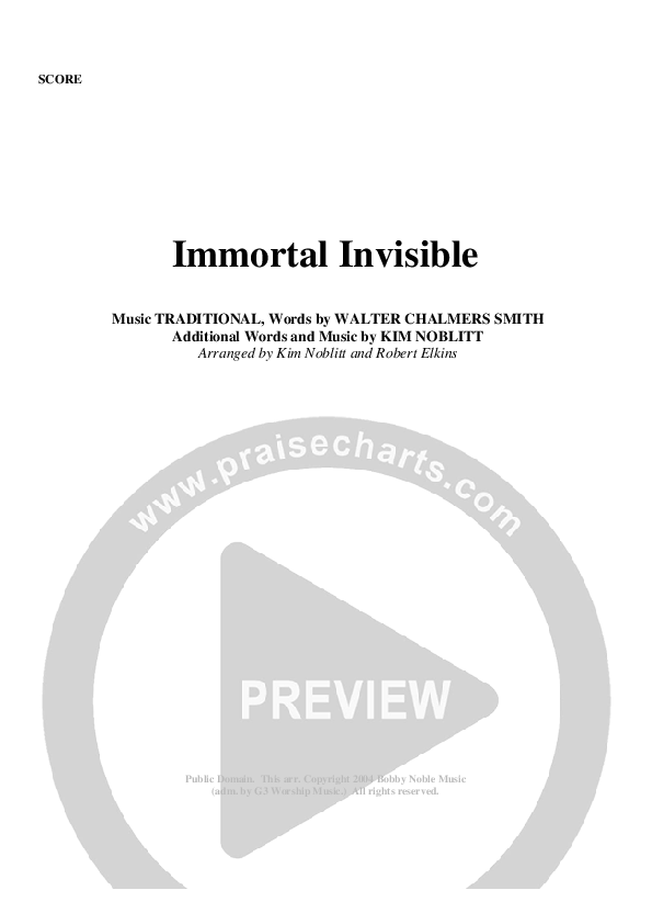 Immortal Invisible Cover Sheet (G3 Worship)