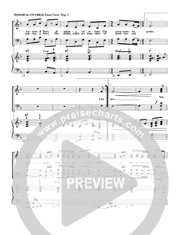 Immortal Invisible Piano/Vocal & Lead (G3 Worship)