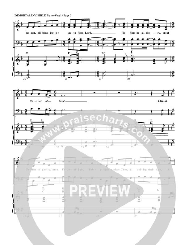 Immortal Invisible Piano/Vocal & Lead (G3 Worship)