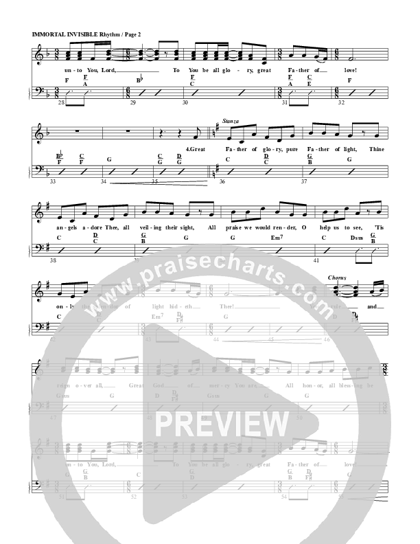 Immortal Invisible Rhythm Chart (G3 Worship)