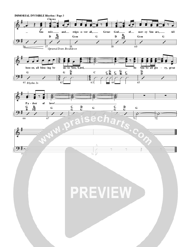 Immortal Invisible Rhythm Chart (G3 Worship)