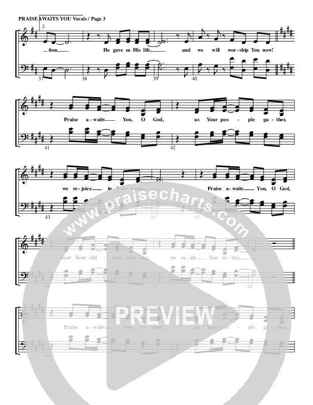 Praise Awaits You Choir Sheet (G3 Worship)