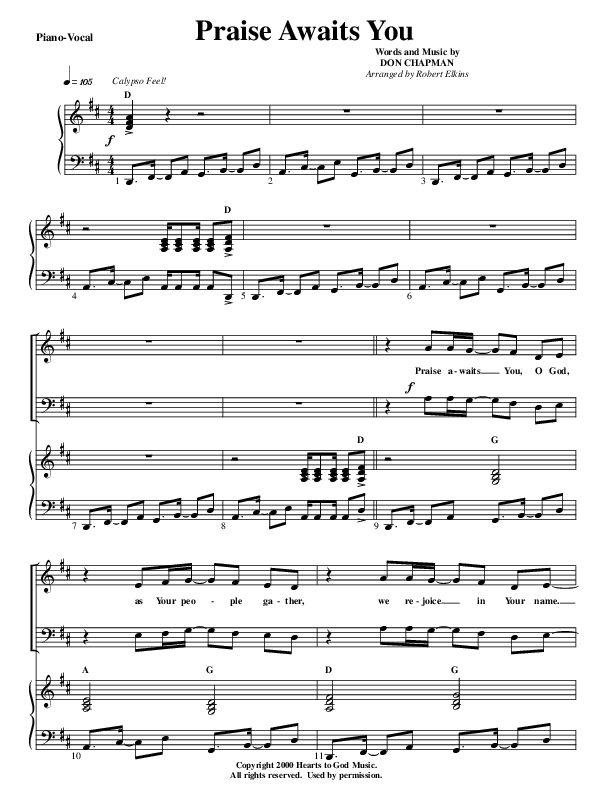 Praise Awaits You Lead & Piano (G3 Worship)