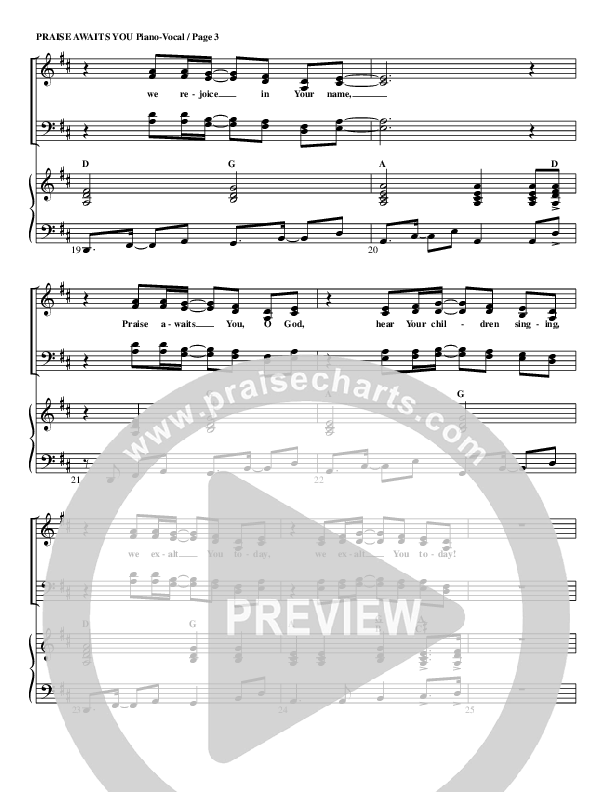 Praise Awaits You Lead & Piano (G3 Worship)