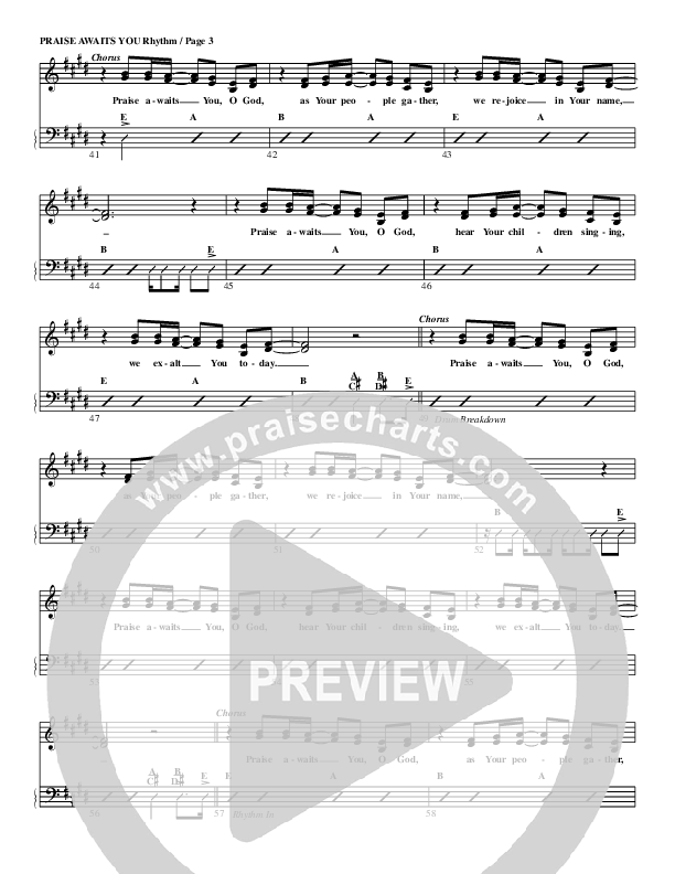 Praise Awaits You Rhythm Chart (G3 Worship)