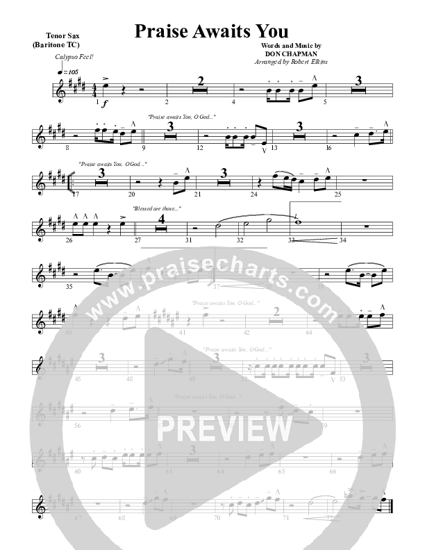 Praise Awaits You Tenor Sax/Baritone T.C. (G3 Worship)