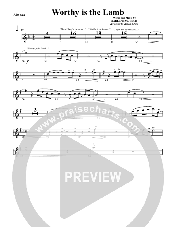 Worthy Is The Lamb Alto Sax (G3 Worship)