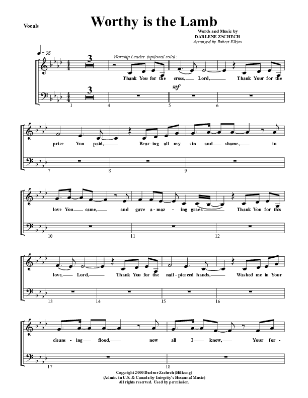 Worthy Is The Lamb Choir Sheet (G3 Worship)