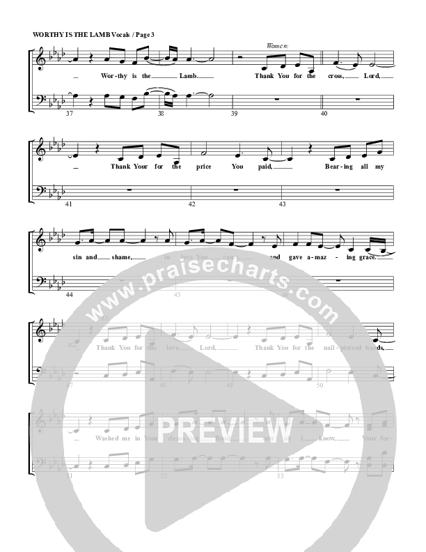 Worthy Is The Lamb Choir Sheet (G3 Worship)