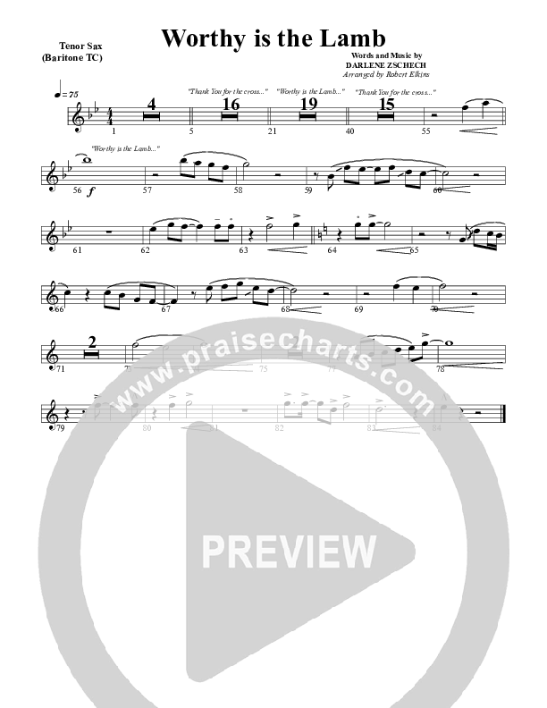 Worthy Is The Lamb Tenor Sax/Baritone T.C. (G3 Worship)
