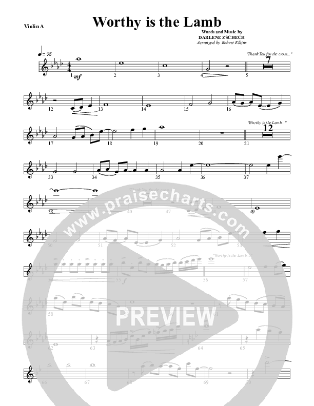 Worthy Is The Lamb Violin 1 (G3 Worship)