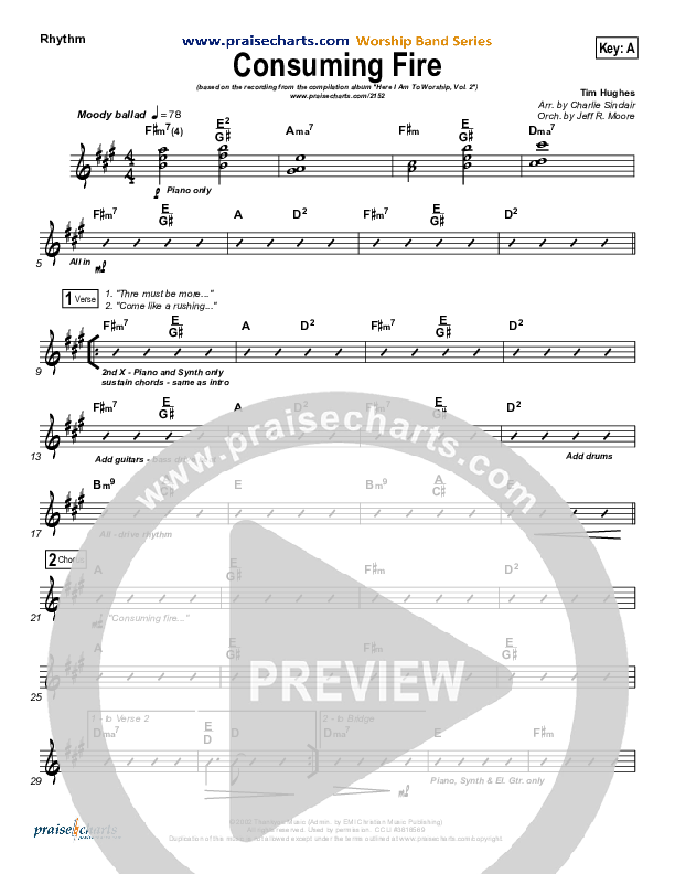 Consuming Fire Rhythm Chart (Tim Hughes)